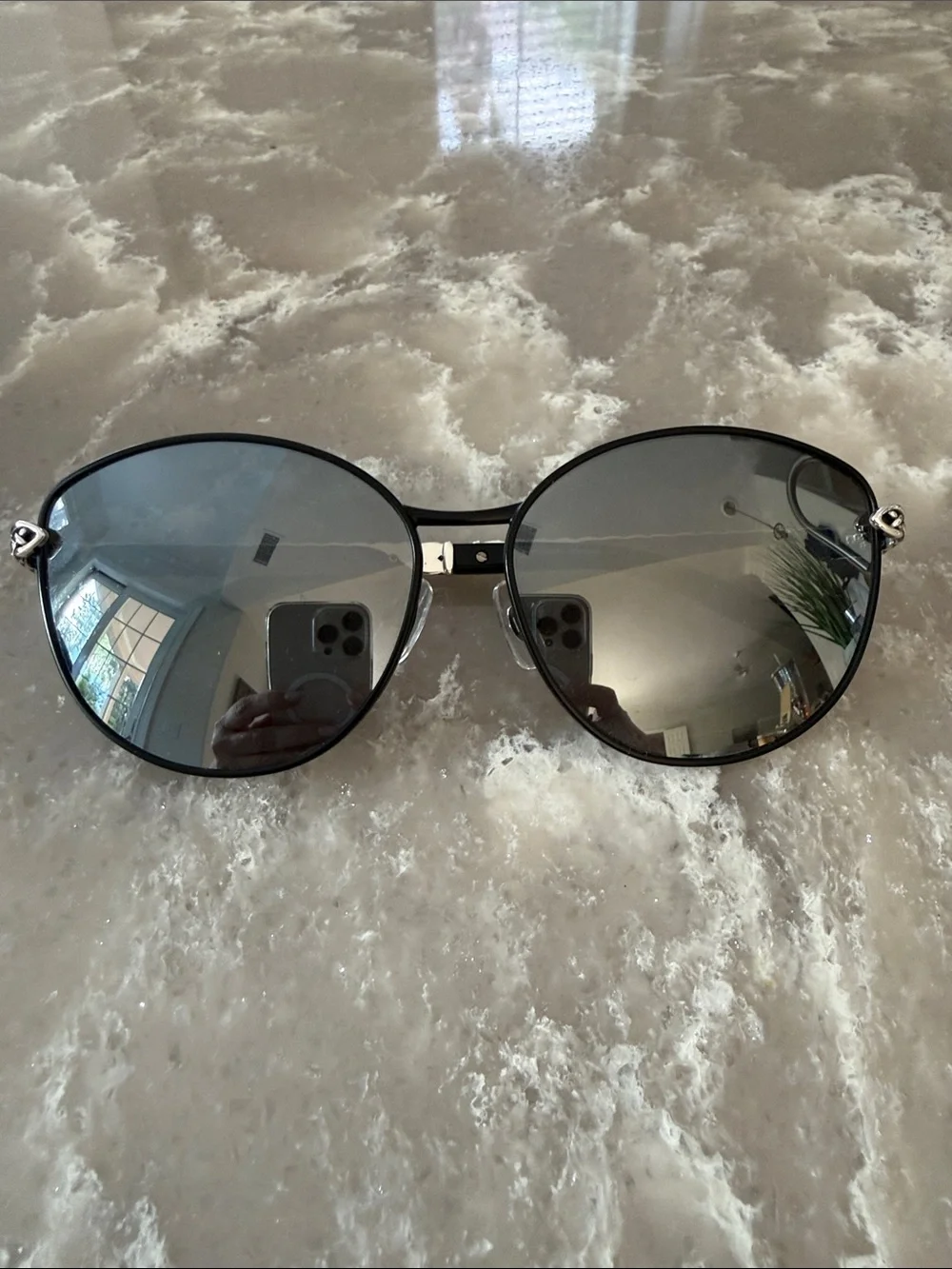 Brighton Black Aviator Sunglasses with Floral Case
